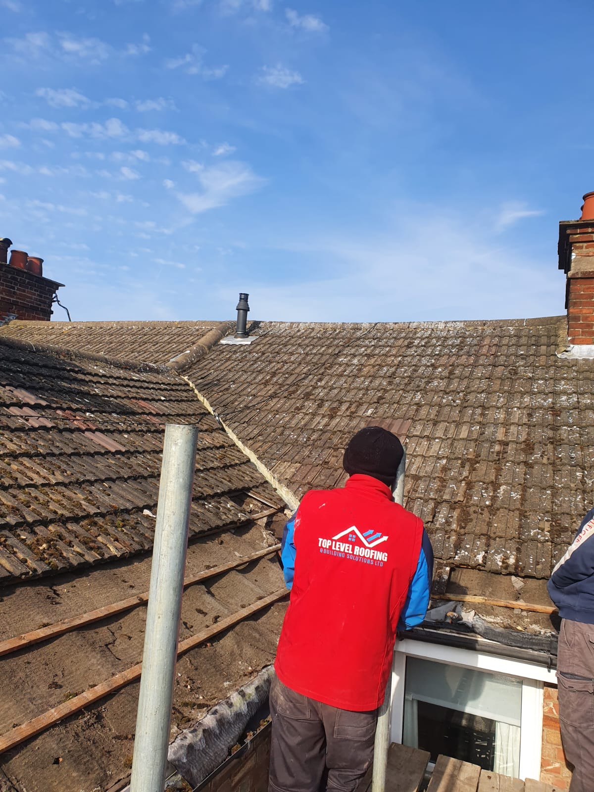 Roofing work in progress by Top Level Roofing & Building Solutions