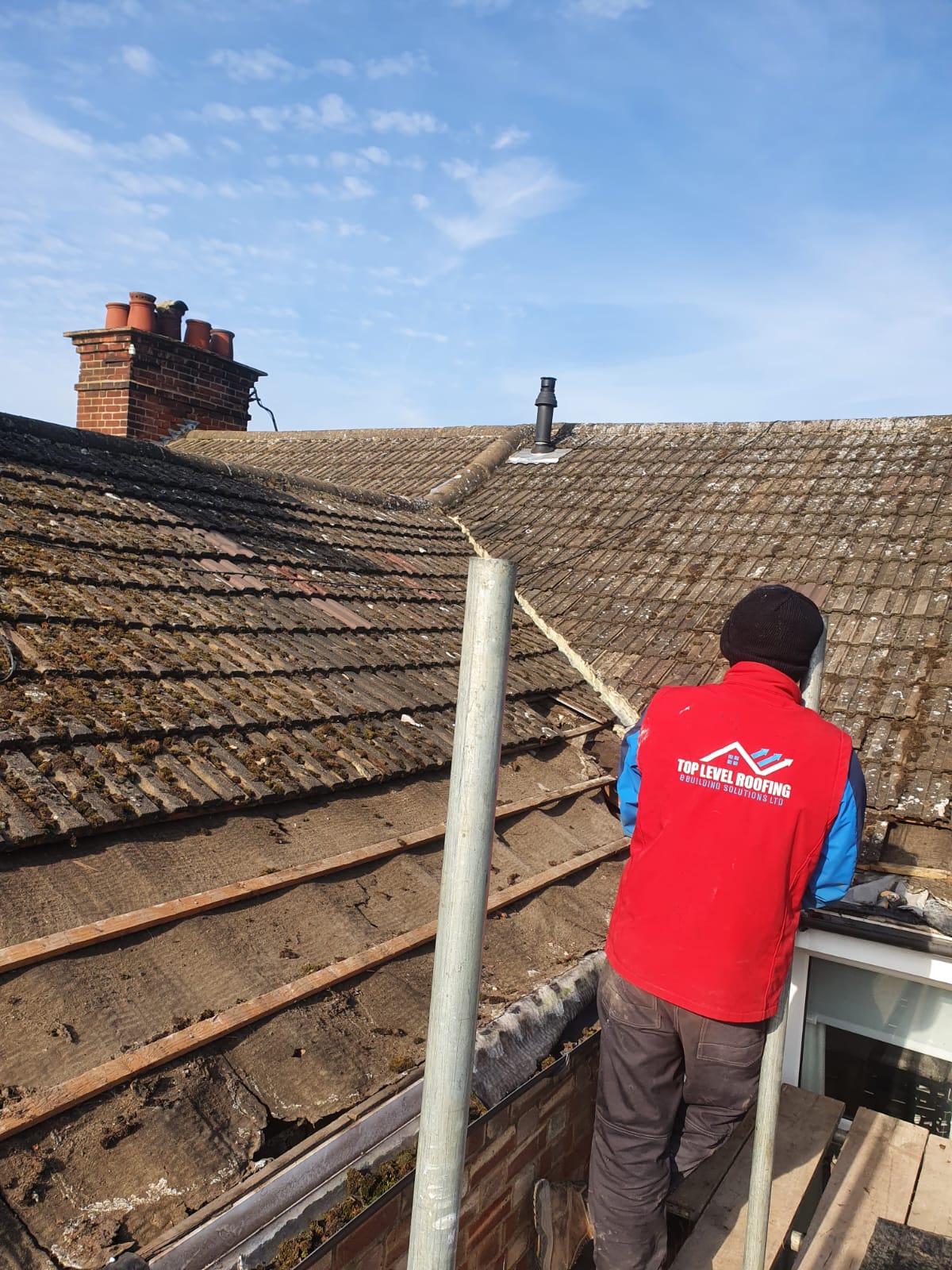 Roofing work in progress by Top Level Roofing & Building Solutions