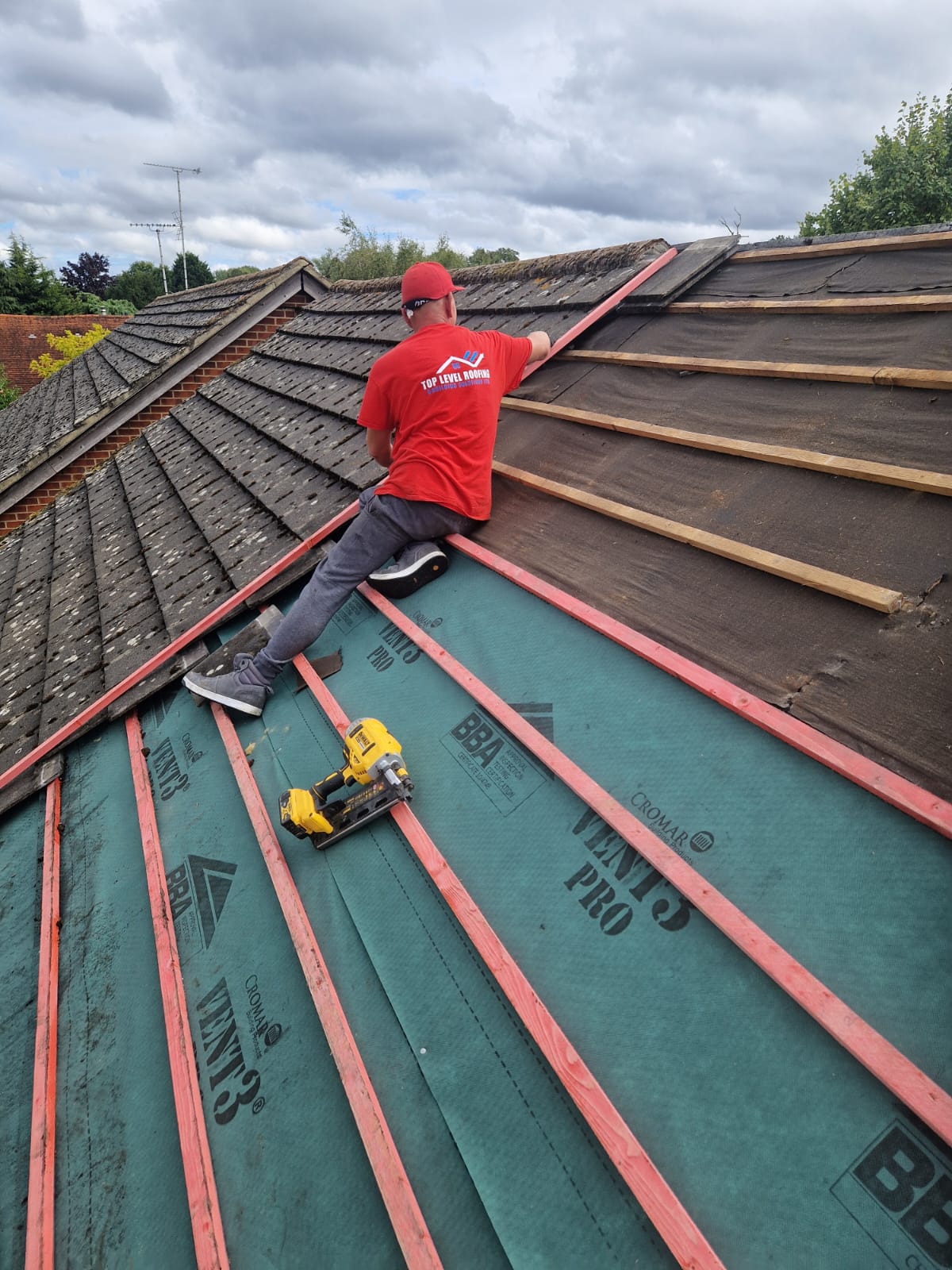Roofing work in progress by Top Level Roofing & Building Solutions