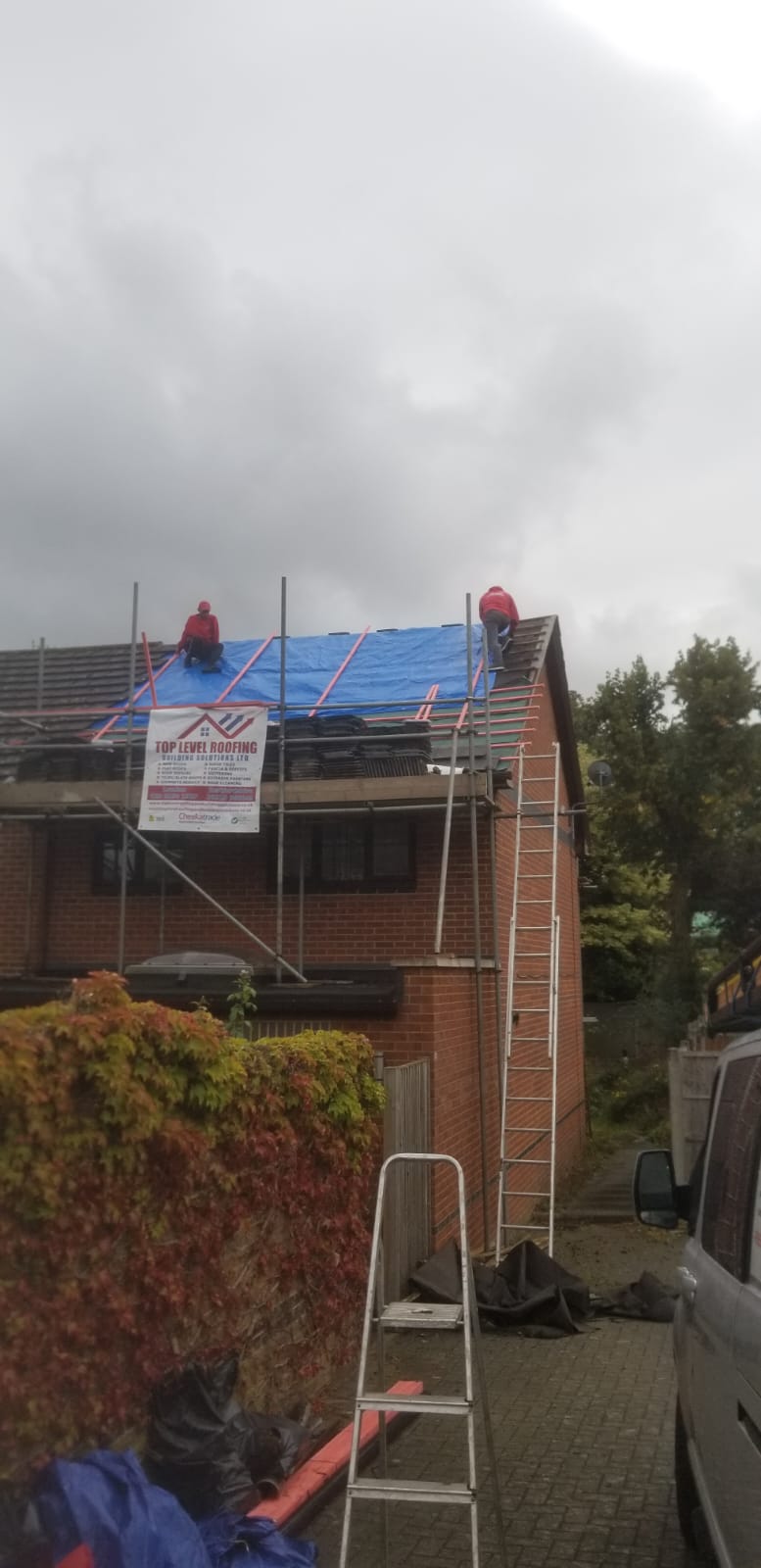 Roofing work in progress by Top Level Roofing & Building Solutions