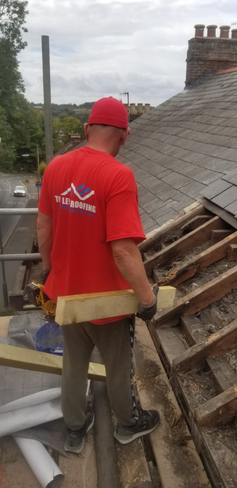 Roofing work in progress by Top Level Roofing & Building Solutions
