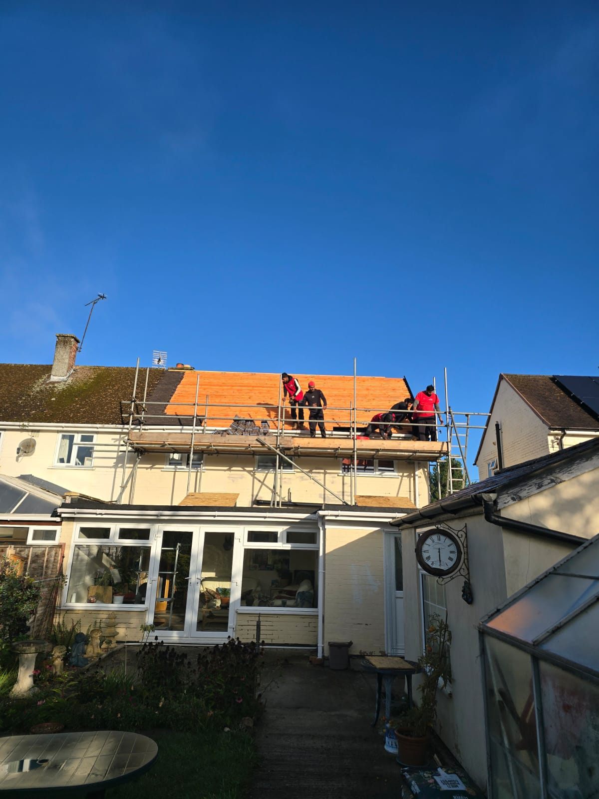 A roof stripped back to the battens during a re-roof by Top Level Roofing & Building Solutions