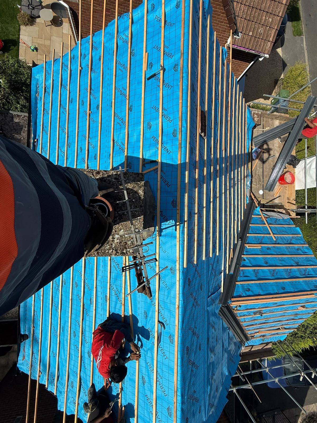 New breathable membrane and timber battens on a re-roof by Top Level Roofing & Building Solutions